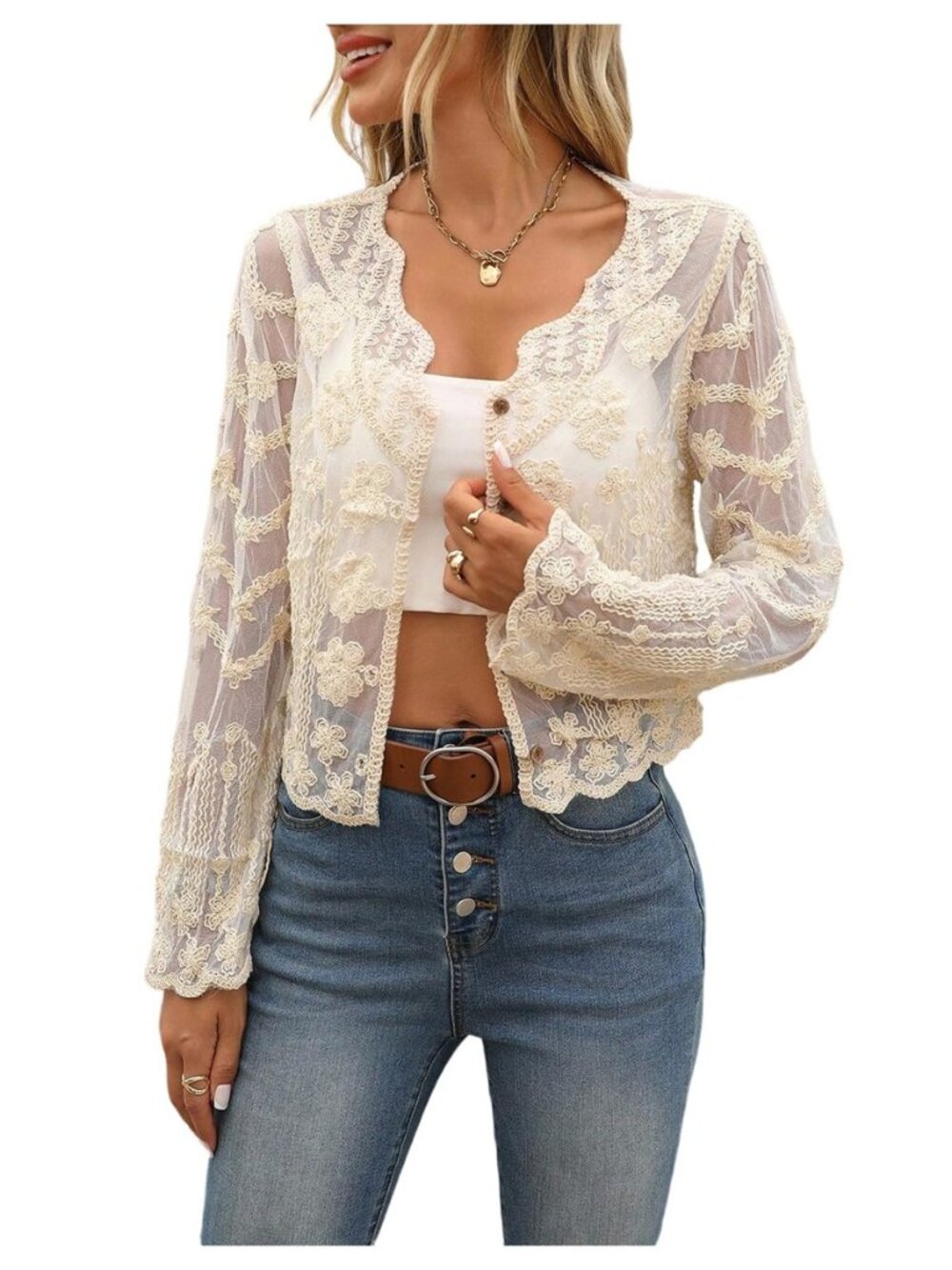 Women's Lace Blouse Embroidered Western Boho Tops